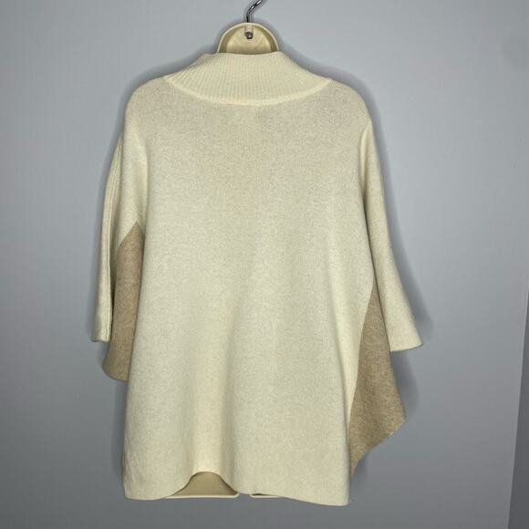 Note Di Anita Women's Sweater Poncho Wool Shawl Made in Italy Tan One Size - Picture 7 of 9